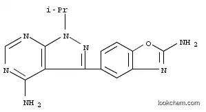 Molecular Structure of 1224844-38-5 (5-(4-aMino-1-isopropyl-1H-pyrazolo[3,4-d]pyriMidin-3-yl)benzo[d]oxazol-2-aMine)